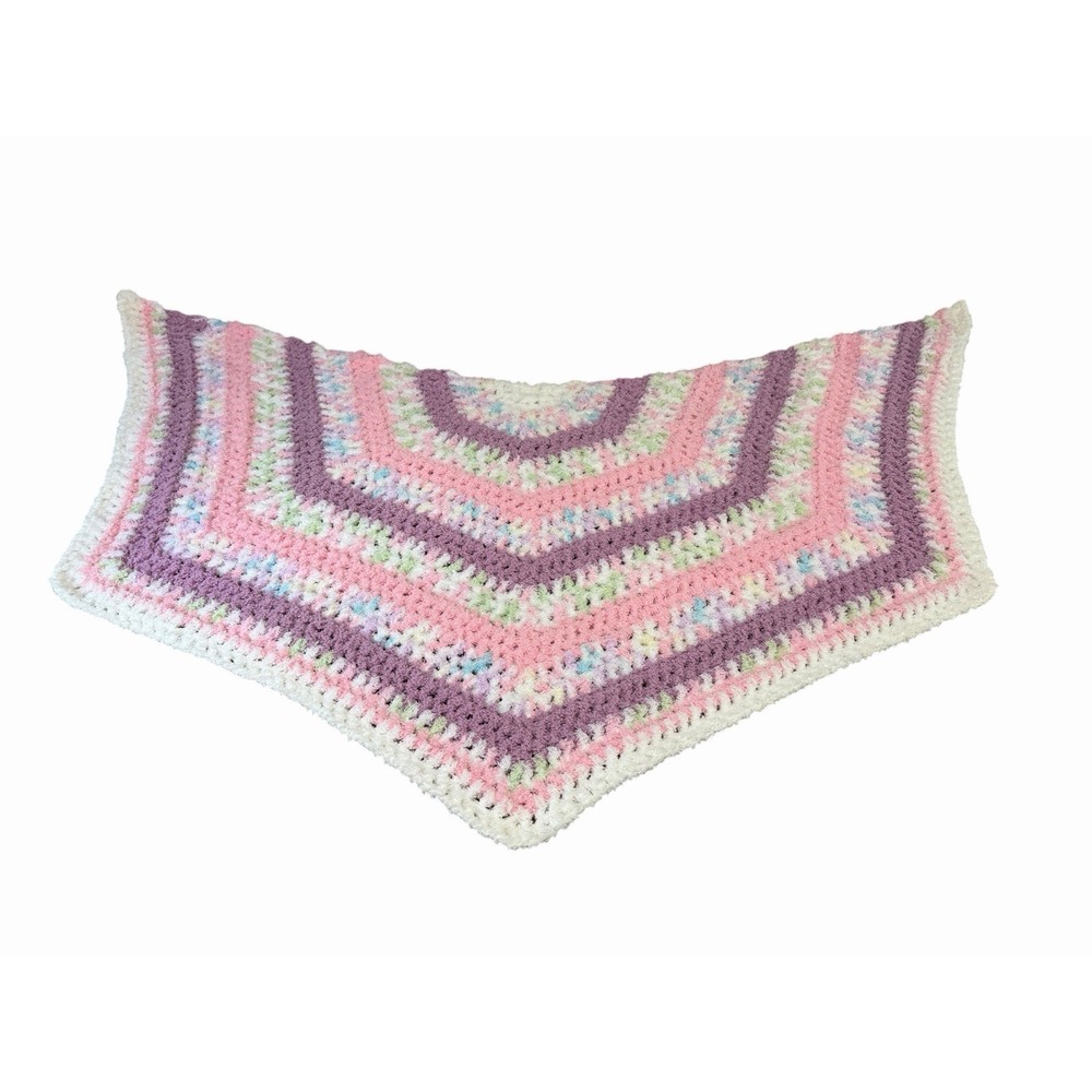 Handmade Crochet Shawl Wrap women or girls half circle pink purple white